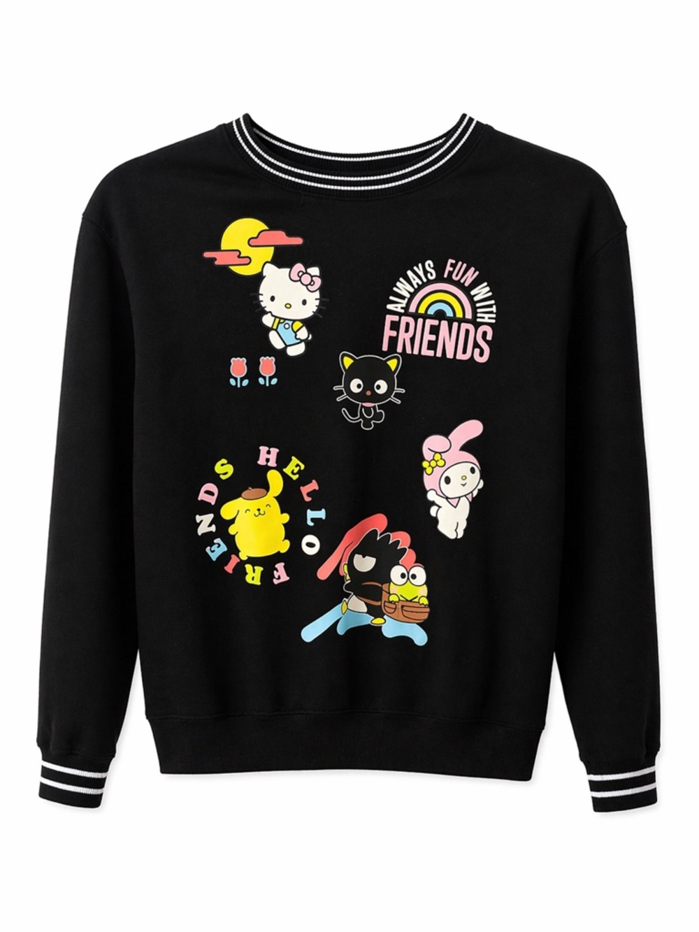 Sanrio Hello Kitty & Friends Black Graphic 
Crew neck Sweater Size Small